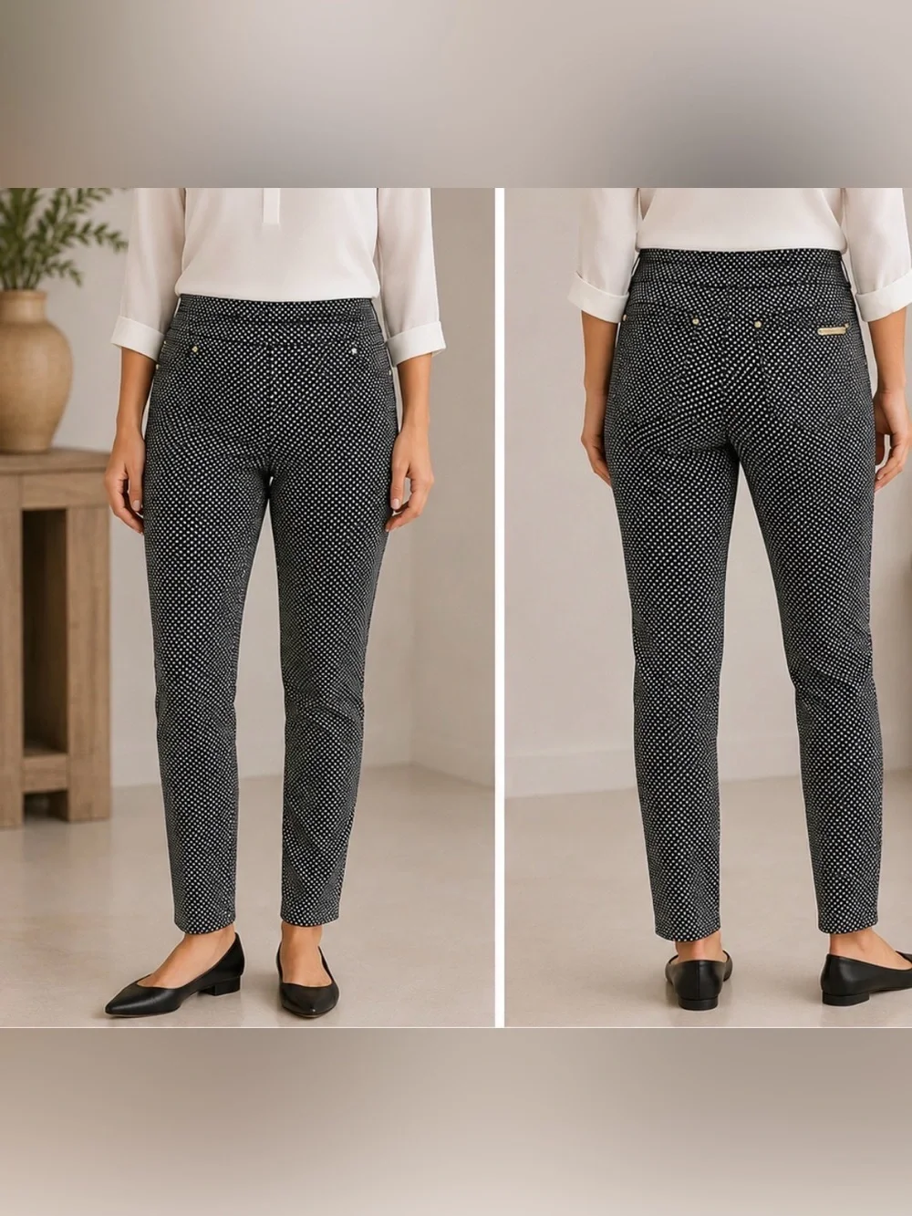 Michael Kors pull on pants Slim Ankle - Black/White size M